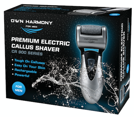 Electric Foot Callus Remover CR900 Series for Men by Own Harmony with 3 rollers - Perfect for Hard Cracked Skin