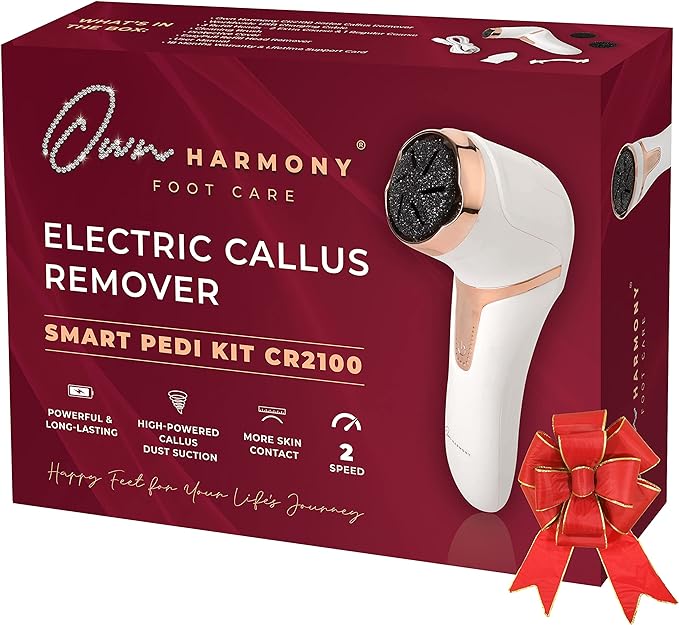 Own Harmony Electric Callus Remover with Vacuum - Foot Care for Women - Professional Pedicure Tools for Powerful Pedi Care Vac - 3 Rollers Electric Feet File CR2100